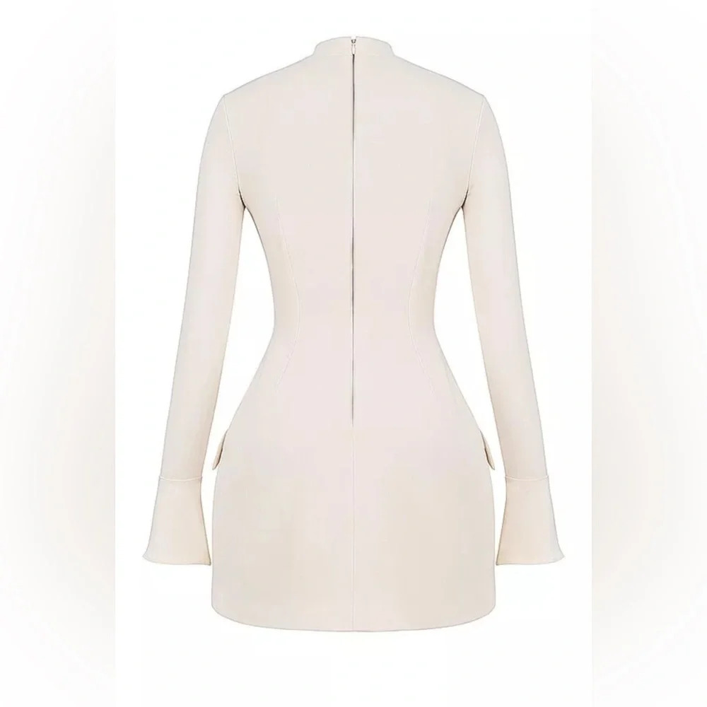 HOUSE OF CB 'Mahalia' Vintage Cream Mini Dress Tall NWOT - Picture 4 of 4